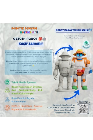 Codlaı Kids Robotik Dünyam 3d Boyama Seti - Çocuklar İçin Eğitici Yaratıcı Oyuncak Boyama Kiti - Gezgin Robot