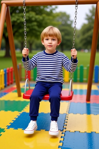 Ersefa Çocuklar İçin Konforlu Regular Fit Çizgili Örme Pijama Takımı Kal Lacivert