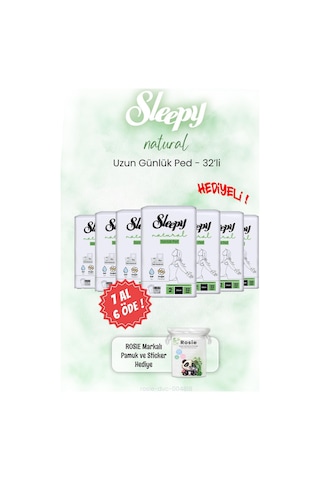 7 Al 6 Öde Sleepy Natural Uzun Günlük Ped 32'li Ve Rosıe
