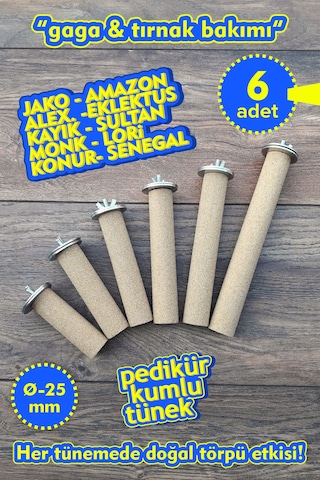 Venty 6 Adet Pedikür Kumlu Papağan Tüneği Çapı 25 Mm Jako, Amazon, Sultan, Monk, Alexander, Konur, Lori, Kayık, Eklektus