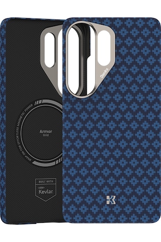 Galaxy Uyumlu S26 Ultra Uyumlu Kılıf M-safe Özellikli Benks Armorair Armorgrid Serisi Kevlar Kapak Mavi Mavi