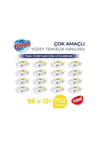 Bingo Limon Kokulu Pratik Yüzey Temizlik Havlusu 12 x 96 Yaprak
