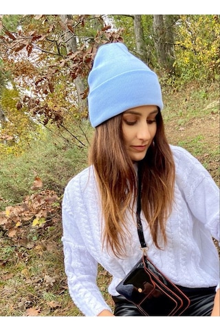 Eke Tekstil Unisex Katlamalı Kışlık Örme Bere Bebe Mavi