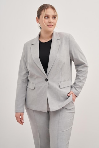 Astarlı Tek Düğmeli Blazer-1777-gri Gri