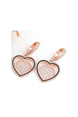 Kenpazar Gümüş Rose Sallantılı Kalp Kadın Küpe 86813682