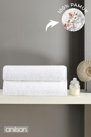 2'li Büyük Banyo Havlusu - 90x150 Cm, 650 Gr, %100pamuk, Spa Ve Otel Havlusu, Günlük Kullanıma Uygun Beyaz