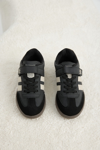 Tonny Black Termo Taban Yanı Şeritli Cırtlı Bağcıklı Sneaker Çocuk Unisex Siyah Bej Sneaker Tbzer040