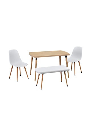 Vilinze Eames Sandalye-bank Argos Ahşap Mdf Sabit Mutfak Masası Takımı - 70x120 Cmtk-argos-70120-nn-dino-nb-eames-nb Beyaz
