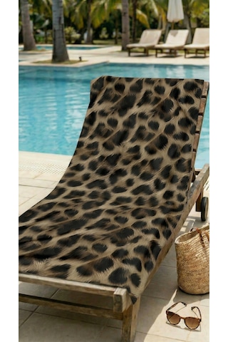 Leopar Desenli Yüksek Su Emici 70x150cm Plaj Havlusu Renkli