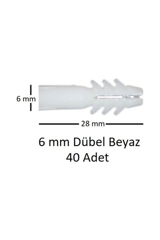 Dübel, 6 Mm Beyaz Dübel, 40 Adet