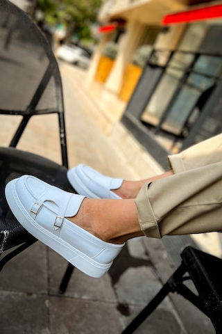 Roof Atelier Erkek Beyaz Kemer Tokalı Loafer Ayakkabı - 417 - Cbt Mancini Beyaz