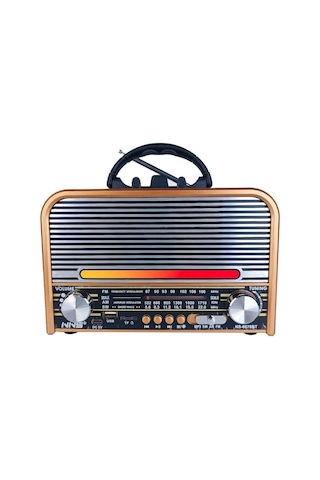 Ns-6678 Retro, Nostaljik, Ahşap Led Işıklı Müzik Seti Fm Radyo Usb Mp3 Player Bluetooth Hoparlör Tasarım-447