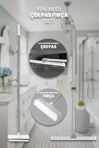 Oynar Başlı Sert Yer Fırçası - Katlanabilir 180 Derece Çekpas Yeni Nesil Fırça Çekpas Seti Cam Çek Ç