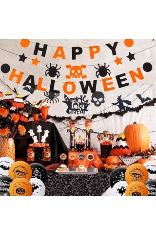 Hfambition Halloween Dekorasyon Seti: Alfabe Nonwoven Bayrak + 20 Led 2m + 30 Led 3m Işık Zinciri, Sıcak Beyaz Sürekli Aydınlatma, 2xaa Pil Pil Yok