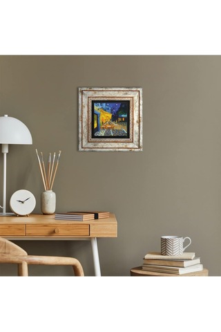 Lexroo Van Gogh Kafe Terasta Gece Taş Duvar Tablosu - Çerçeveli Taş Tablo - Dekoratif Duvar Sanatı