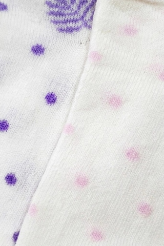 Cocole Socks Kız Bebek Patik Çorabı 2 Li Set Pamuklu Beyaz Zemin Üzeri Lila & Pudra Pembe Puantiye Y Çok Renkli