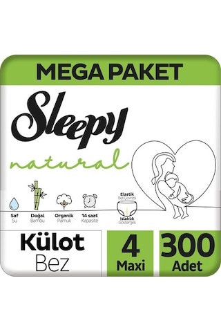 Sleepy Natural Külot Bez 4 Numara Maxi Mega Fırsat Paketi 300 Adet 3'lü