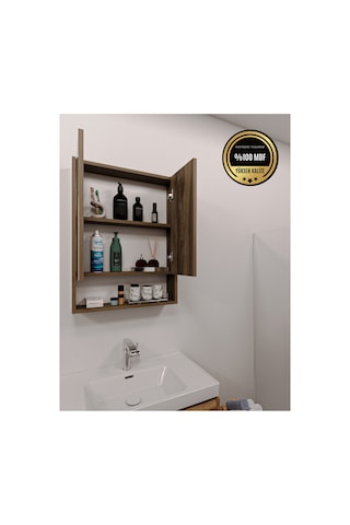 Lotus Banyo Dolabı Aynalı Raflı Kapaklı 7001