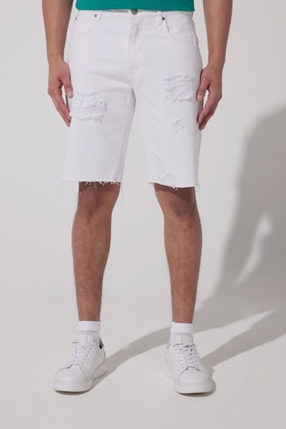 Regular Fit Normal Kesim %100 Pamuk Normal Bel Beyaz Jean Kot Şort L23163100 Beyaz