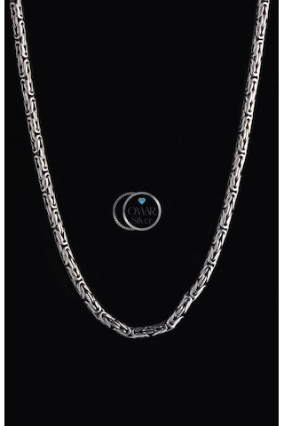 Omar Silver Zincir 925 Ayar 4 Mm Gümüş Erkek Oval Kral Kolye