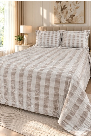 Kapreo Home Hennesey 3 Parça Comforter Yorgan Yatak Örtüsü Seti Çift Kişilik 240x260 Cappuccino