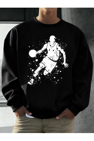Startmore Tarzsokak Mükemmel Basketbol Oyuncusu Baskılı Erkekler Kapüşonlu Üst Klasik Sıcak Günlük Kazaklar Rahat Siyah