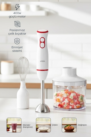 Sinbo SHB-7530 Çok Fonksiyonlu El Blender Seti