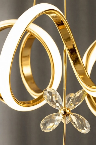 Elena Model Gold Şık Led Salon Yatak Mutfak Oturma Odası Sarkıt Beyaz Işık Led Avize Gold