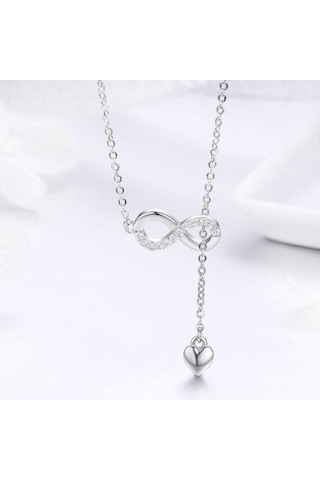 Gümüş Bamoer 925 Ayar Gümüş Infinity Sonsuza Aşk Zincir Kolye Kolye Kadınlar İçin
