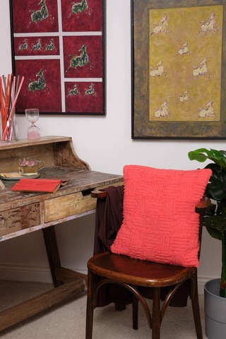 Peraluna Foam Pıllow Şifon Şerit Triko Yastık Kılıfı 45x45 Cm Koral - Koral