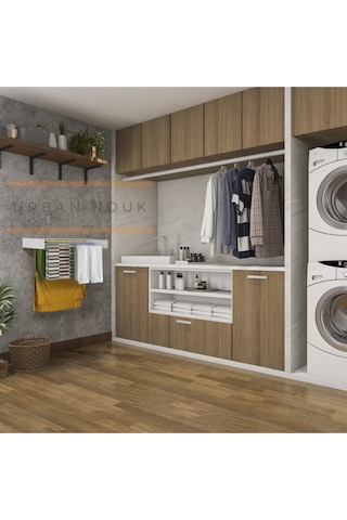 Kurutmalık Çamaşır Askısı - Duvara Monte Çamaşırlık - Patentli Tasarım Cappuccino-70cm Cappuccino