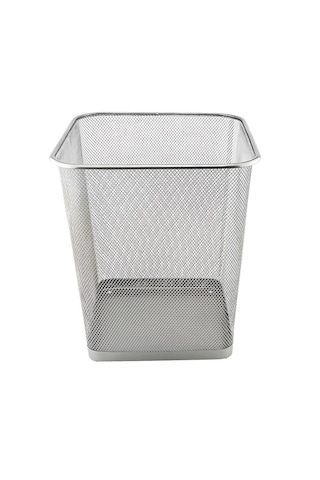 Soho Ofis Tipi Fileli Çöp Kovası Kare Gri Krom