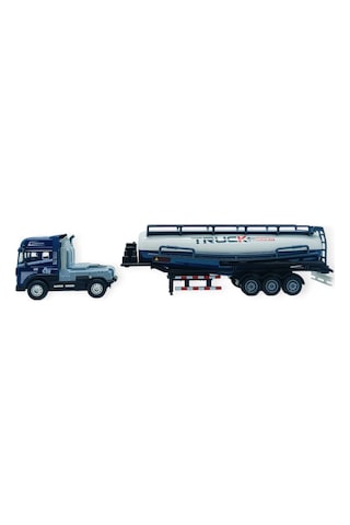 Metal Tır 1:24 - Sesli Işıklı Tanker Tır 39 Cm - Lacivert Kafa Çok Renkli