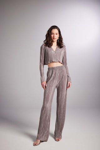 Holly Lolly Crop Model Düğme Kapamalı Comfy Crop Gömlek Vizon