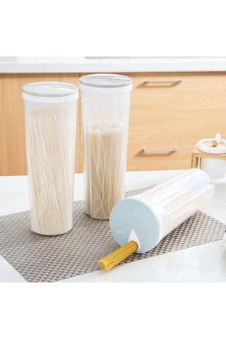 Yüksek Şeffaf Spagetti Makarna Kabı Saklama Kavanozu Kapaklı Bpa İçermez Büyük Kapasiteli Şeffaf Tasarım Hava Geçirmez Sızdırmaz Spagetti Saklayıcı Yeşil