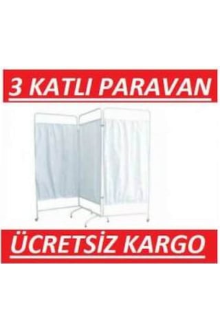 Paravan 3 Katli -Metal Hastane Muayene Paravani-Revir 3 Kanatli