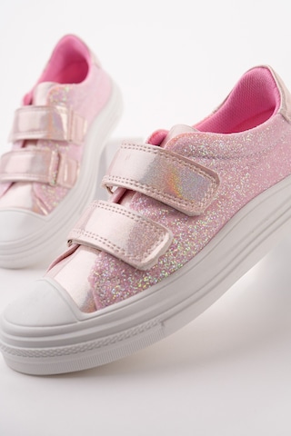 Muggo Oriella Kız Çocuk Cırt Cırtlı Simli Günlük Sneaker Spor Ayakkabı Pudra