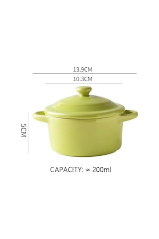 Porselen Pişirme Kabı - Yeşil 200ml Yeşil