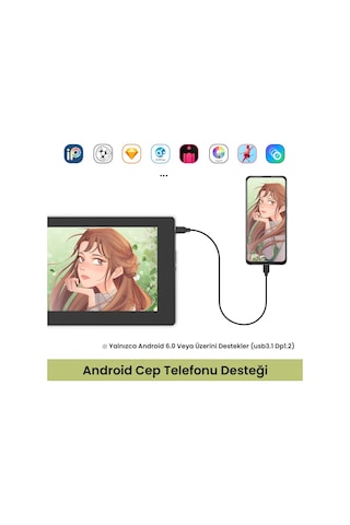 Veikk VK1200V2 8192 Levels 11.6" IPS HD Grafik Tablet + Kalem