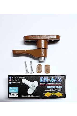 Düğmeli  Pvc Kaplama Pencere Metal Güvenlik Kilidi Açık Kahverengi