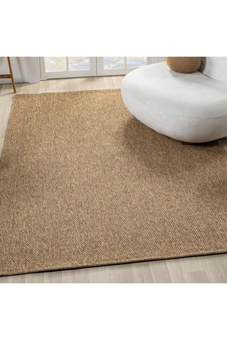 Düz Kahve Toprak Kılçık Desenli Halı - L665kabo