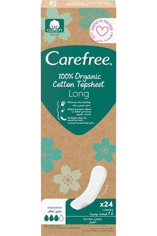 Carefree Organic Cotton Topsheet Uzun Günlük Ped 24'lü Paket