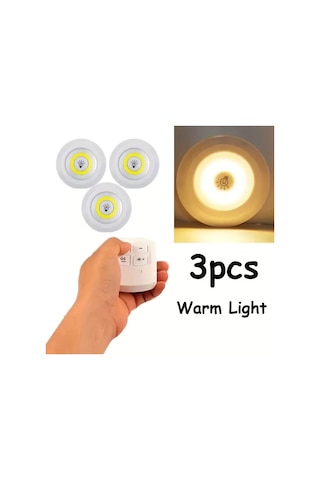 Uzaktan Kumandalı Yapışkanlı 3&amp Apos Lü Led Spot Lamba 4887 Renkli