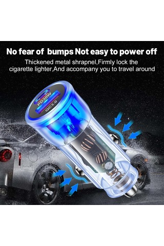 Vaorlo 48w Araç Şarj Cihazı Hızlı Şarj Usb + Pd Bağlantı Noktası Desteği Qc3.0 Hızlı Şarj Beyaz