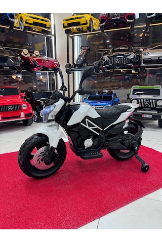 Poyraz Akülü 3-10 Yaş 12 Volt Akülü Motor Akülü Motosiklet Beyaz