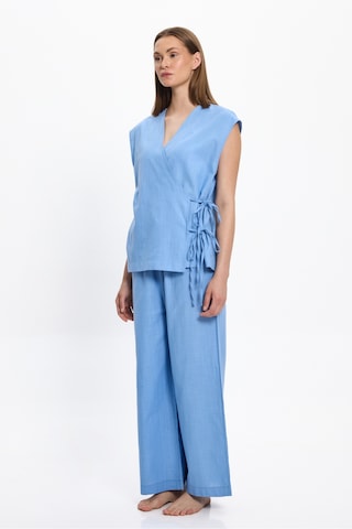 Toosalty Kadın Mavi Kısa Kollu %100 Cotton Kruvaze Top 25pl03st Mavi