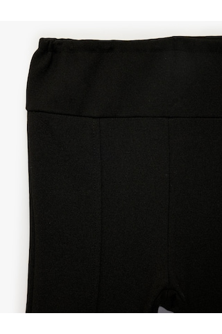 Koton Viskon Karışımlı Slim Fit İspanyol Paça Tayt Siyah 7wkg40172ak