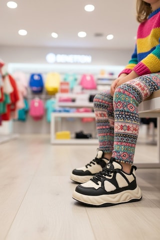 United Colors Of Benetton Siyah Beyaz Bağcıklı Hafif Esnek Unisex Çocuk Spor Ayakkabı Bn-12031 F SİYAH-BEYAZ