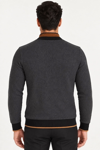 9039 Dewberry Erkek Sweatshırt-desenli Antrasit - 1