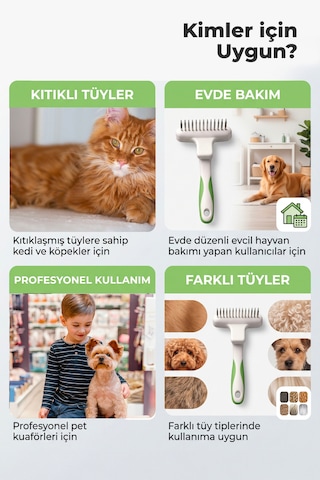 Andis Kıtık Açıcı Kedi Ve Köpek Tüy Altı Tarağı - Dökülen Ve Kürkün İçinde Kalan Tüyleri Toplar